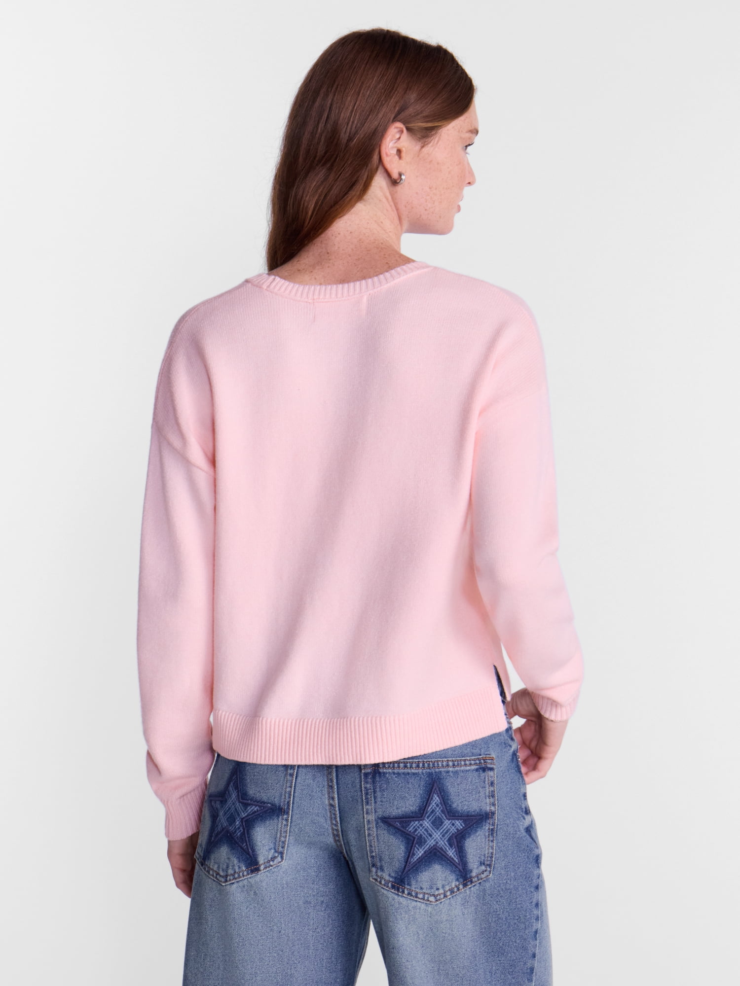No Boundaries Essential Crewneck Sweater, Lightweight, Women's and Women's Plus XXS-4X