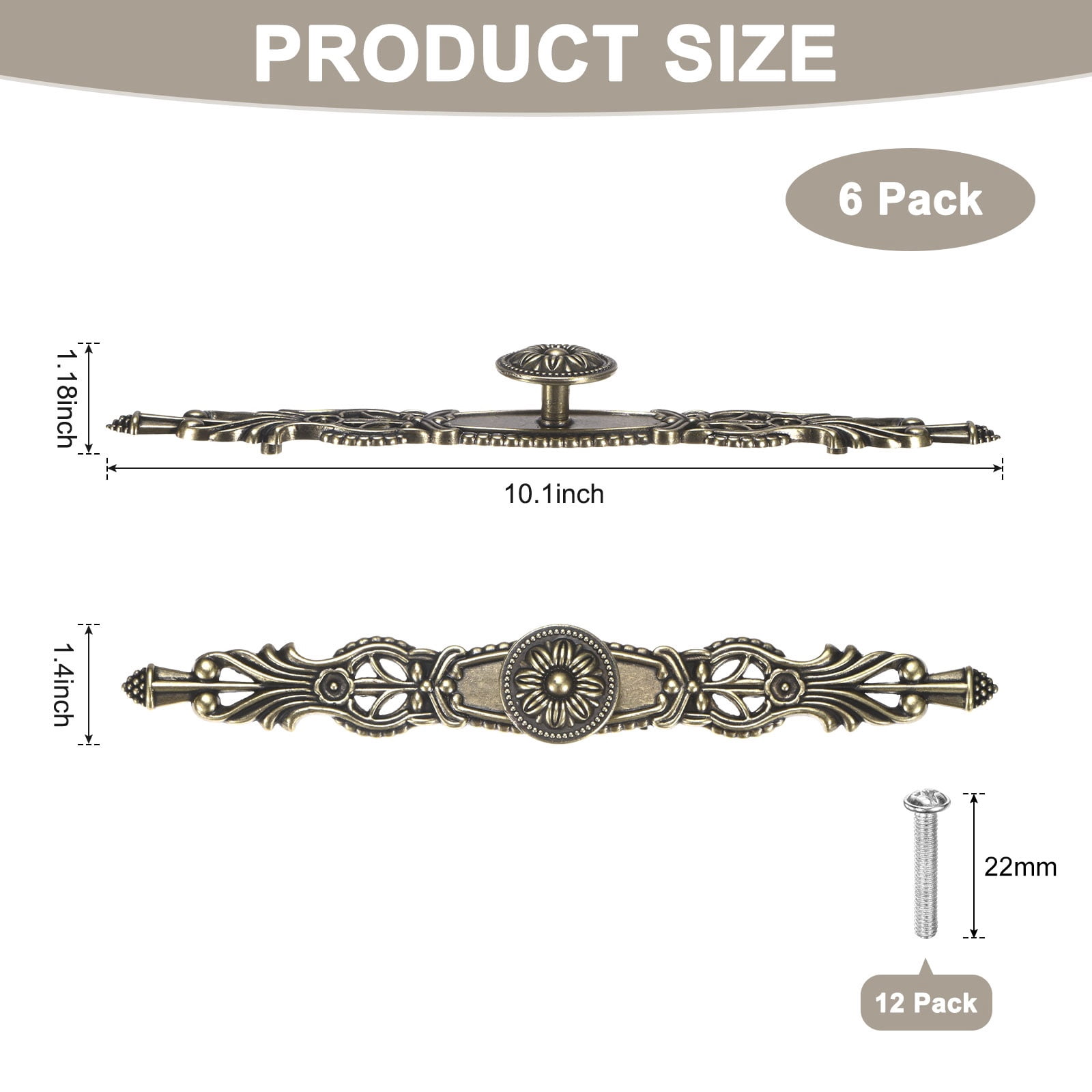 Uxcell 6-Pack Oil Rubbed Bronze Cabinet Knobs, 10.1" Long Rustic Zinc Alloy Bronze Knobs Handles [Bronze]