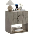 thumbnail image 2 of Historyli 1PC Night Stand,Nightstands with Charging Station,Fluted Nightstand with Open Storage Cabinet,22.64" Wide 2 Drawers End Table,BedsideTable for Bedroom,Curved Profile Design,Wood color, 2 of 7
