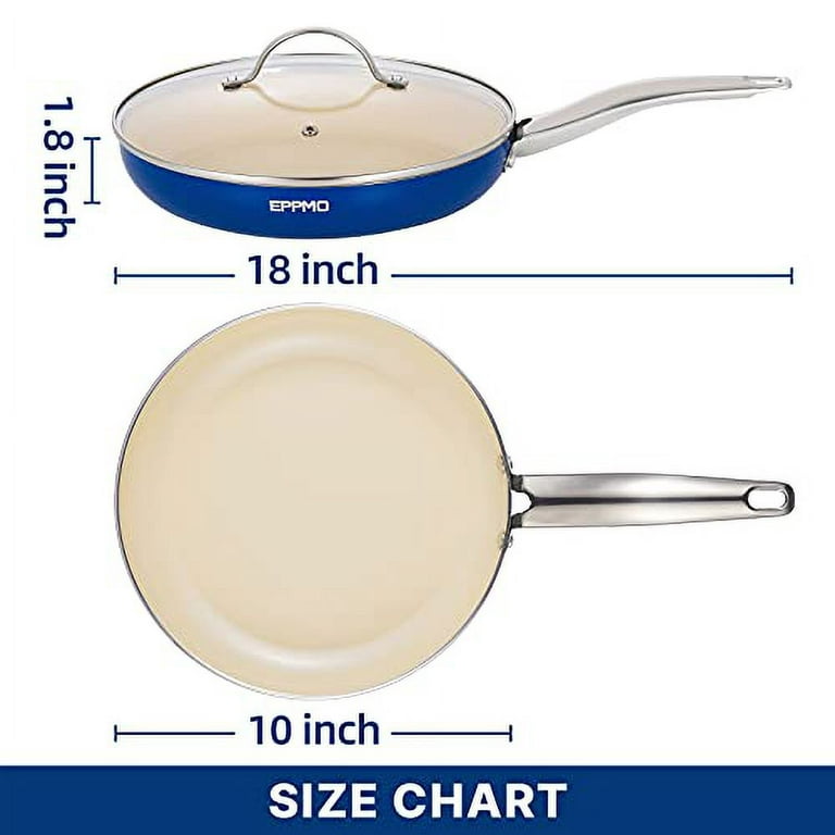 EPPMO Ceramic Nonstick Skillet with Lid, Healthy Non-toxic Frying