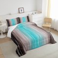 thumbnail image 4 of Erosebridal Teal And Brown Bedding Set Geometric Silver Striped Full Size Comforter Set For Men Gradient Turquoise Brown Down Comforter Aesthetics Quilt Set 1 Pillow Case Room Decor, 4 of 6
