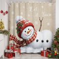 thumbnail image 6 of 54x78 Inch Shower Curtain Decorative Christmas Scarf Snowman Bathtub Bath Curtains Fabric Waterproof Bathroom Decor, Beige Winter Xmas Snowflake Small Stall Shower Curtain Set with 12 Hooks, 6 of 8