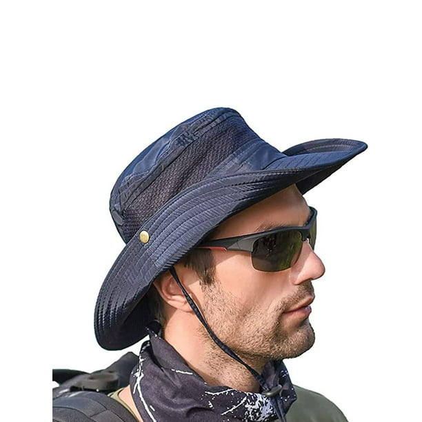 Cappello Da Pescatore Impermeabile Donna Uomo Con Tesa Larga, Protezione UV, Pieghevole, Nero, Per Pesca Trekking E Spiaggia