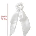 thumbnail image 3 of Ribbon Bow Hair Tie - Elegant Silky Satin Scrunchie for Women, Ponytail Accessory, Soft Non-Damaging Elastic Hair Tie, White Color, Stylish Bow with Long Ribbon, Secure Hold, Light Makeup Organizers, 3 of 4