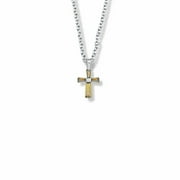 Singer Girl's 5/8 Inch Sterling Silver and Glass Crystal November Birthstone Baguette Cross Necklace with Stainless Steel Rhodium Plated 16" Chain, Style Birthstone, Cross