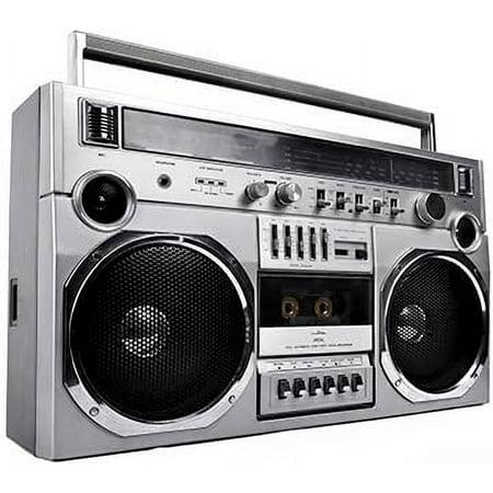 SP03001 1980s Silver Radio Boom Box Boombox Cassette Deck Stereo Cardboard Cutout Standee Standup
