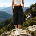 thumbnail image 3 of Bloomae Womens Hiking Capri Pants Lightweight Quick Dry Casual Fall Adjustable Drawstring Elastic Waist Baggy Ruched Hem Cropped Trousers with Pockets, 3 of 7