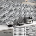 thumbnail image 2 of Easy4Home 10Pcs 3D Peel and Stick Backsplash 12"x12" Self-Adhesive Wall Tile for Kitchen Bathroom, Marble Gray, 2 of 6