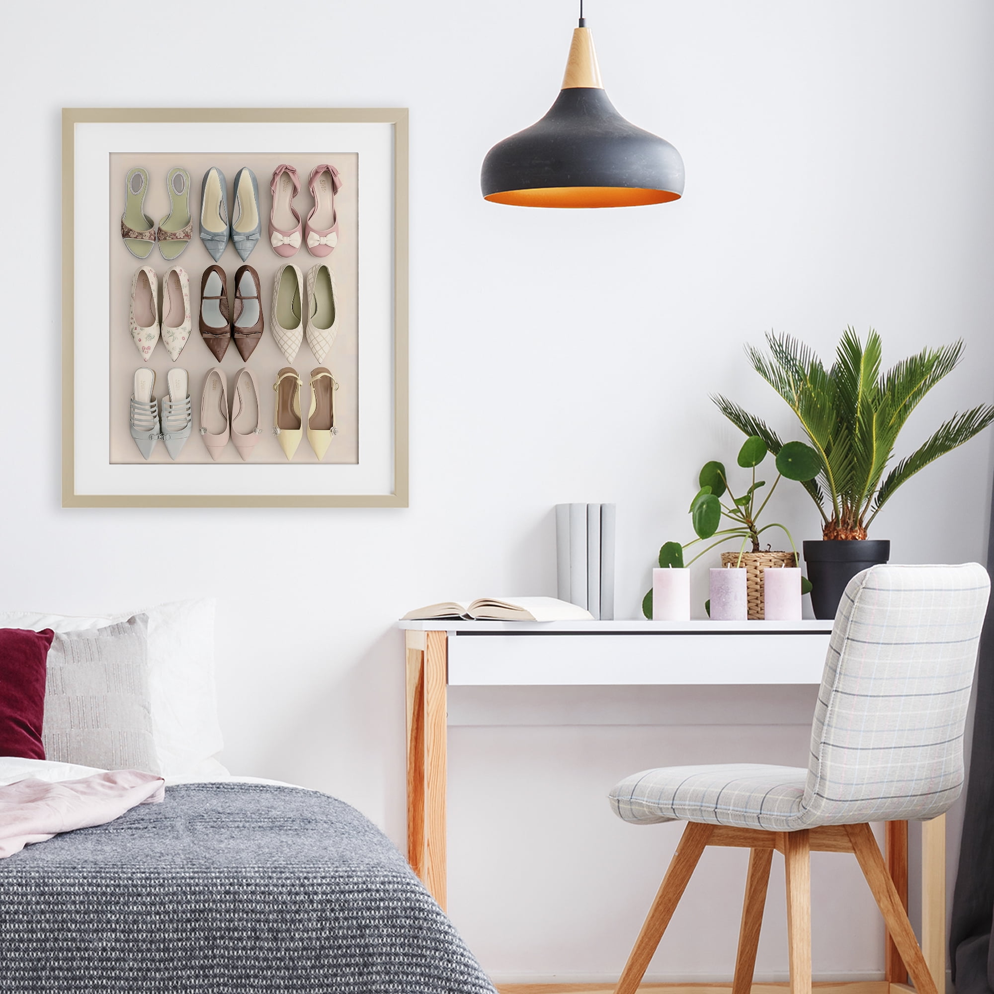 Beatrice's Closet Shoes Birch Framed Print Under Glass, design by Annabelle Hall