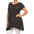 thumbnail image 3 of Women's Plus Size Side Pockets Polka Dot Short Sleeves Relaxed Tunic Top, 3 of 4