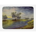 thumbnail image 1 of Woodland Bath Mat, Watercolor Style River Scene Floral Composition with Trees Pastoral Nature, Plush Bathroom Decor Mat with Non Slip Backing, 29.5" X 17.5", Apple Green Blue, by Ambesonne, 1 of 2