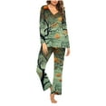 thumbnail image 2 of Yufatyle Halloween Pajamas Women's Long Sleeve Sleepwear Soft Pullover Loungewear Pjs 2 Piece Lounge Set Pumpkin Print Nightwear S, 2 of 5