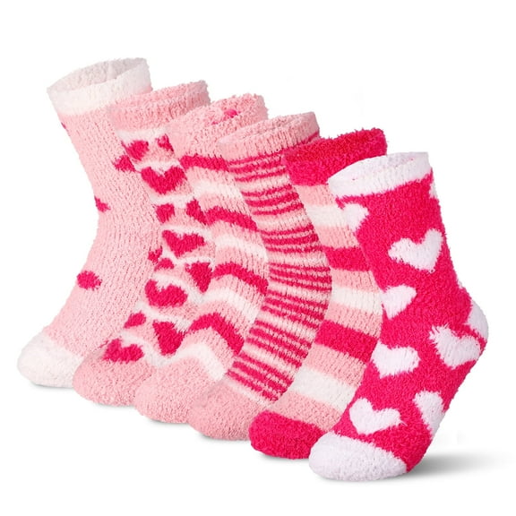 Bocaoying 6 Pairs Fluffy Socks for Women, Plush Slipper Socks, Soft Fluffy Home Sleeping Socks, Warm Fuzzy Crew Socks Cozy Soft for Winter Indoor