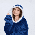 thumbnail image 6 of ABOYIART Unisex Wearable Hoodie Blanket, Oversized Ultra Soft Flannel, Large Pockets, Warm Winter Christmas Gift, Cozy Loungewear (Blue, Long Available), 6 of 7