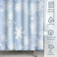 thumbnail image 3 of Blue Snowflake Shower Curtain 72Wx72L Inch White Snowflakes Pattern Christmas Neon Light Blue Winter Snowy Shower Curtain Waterproof Fabric for Bathroom Decorative, 3 of 6