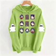 thumbnail image 4 of Nmnitkp Women's Halloween Hoodie Sweatshirt Vintage Frame Ghost Grid Print Oversized Long Sleeve Pullover with Kangaroo Pocket Fall Spooky Tops for Party Daily Wear Army Green,L, 4 of 5