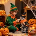 thumbnail image 4 of YYDENG Halloween Pet Witch Set, Pumpkin Star Print Cape with Witch Hat, Adjustable Bowâtie Cosplay Outfit for Cats Small Medium Dogs Holiday Party Dressâup, 4 of 5