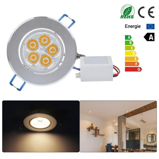 Bearachild 5*1W LED Luz de techo Foco empotrable Downlight Blanco frío 100-245V Iluminación y accesorios cálido Bearachild HA024280-02