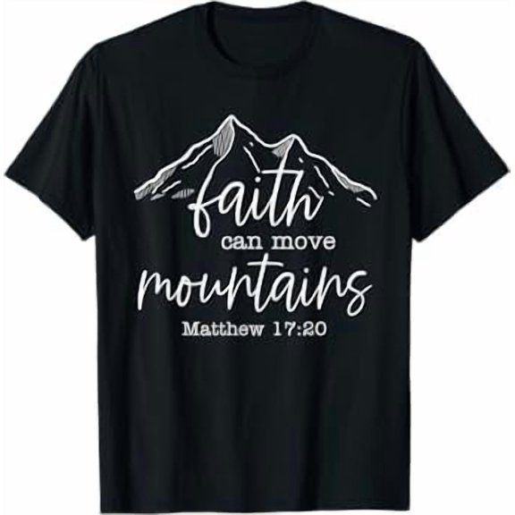Greenink Faith Can Move Mountains T-Shirt Christians God Jesus Bible Verse Faith Jesus Gifts for Men Women T-Shirt