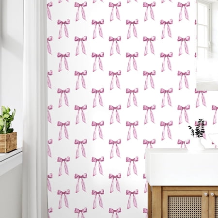 Bow Wallpaper Peel and Stick Pink Bows Coquette Wallpaper Renter Friendly Bedroom Girls Room Wall Stickers Self Adhesive Pink Contact Paper for Cabinets and Drawers Cute Aesthetic 17.5"x102"