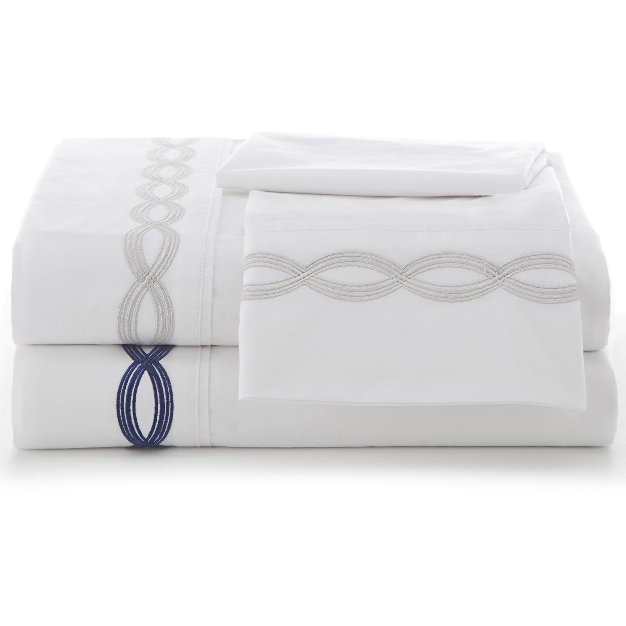 LINEN GALAXY /® T200 EGYPTIAN COTTON WHITE FITTED SHEET DOUBLE WITH PAIR OF PILLOW CASES