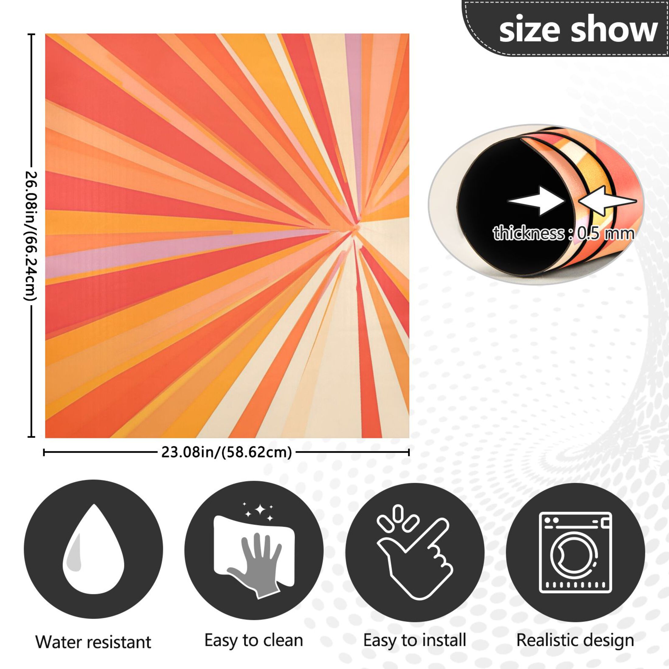 Dishwasher Magnetic Sticker 23x26 Inch Refrigerator Magnetic Sticker Washing Machine Magnetic Sticker Kitchen Panel Magnetic Sticker Home Decor Cartoon Orange Stripes