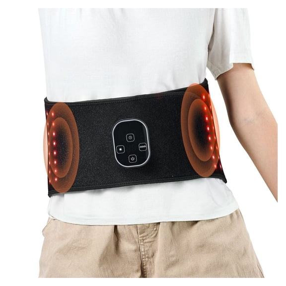 Red Light Therapy Belt for Pain Relief - 660 & 850nm LED Waist Shoulder Wrap - Rechargeable, Portable, 3 Vibration Levels - Muscle Recovery & Circulation