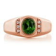 thumbnail image 2 of Gem Stone King 1.26 Ct Green Chrome Diopside White Created Sapphire 18K Rose Gold Plated Silver Men's Ring, 2 of 6