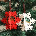 thumbnail image 5 of SHAR Set of 2, 3D Christmas Tree Decorations: White Snowflake + Handmade Red Wooden Pendant, 5 of 5