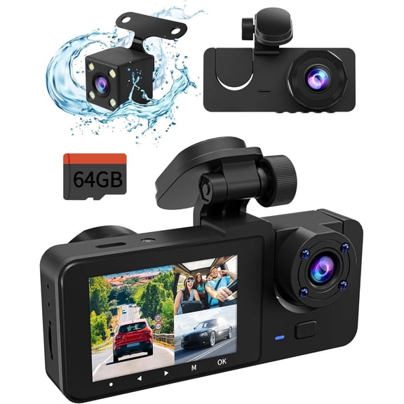 4K Dash Camera for Cars, Front and Rear Car Camera with 32GB Card, Super Night Vision, 170 °   Wide Angle, 2.0" IPS Screen, WDR, 24H Parking Mode & Loop Recording