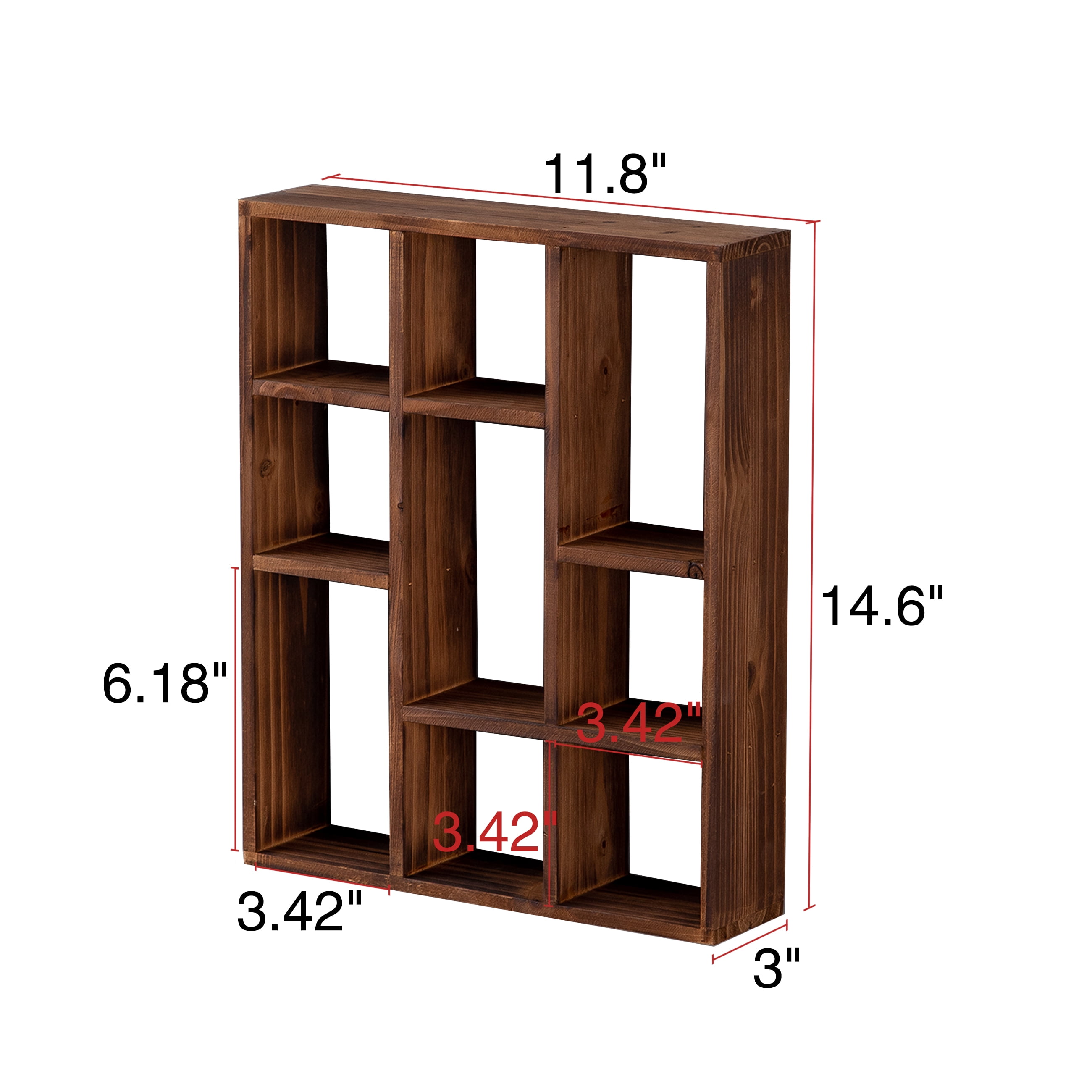 SOFE Rustic Brown 9-Cube Shelves for Wall Floating Shelves, Compartment Large Shadow Box Frame, Wall Mounted Curio Cabinet, Shadow Box with Shelves, Knick Knack Display Shelf