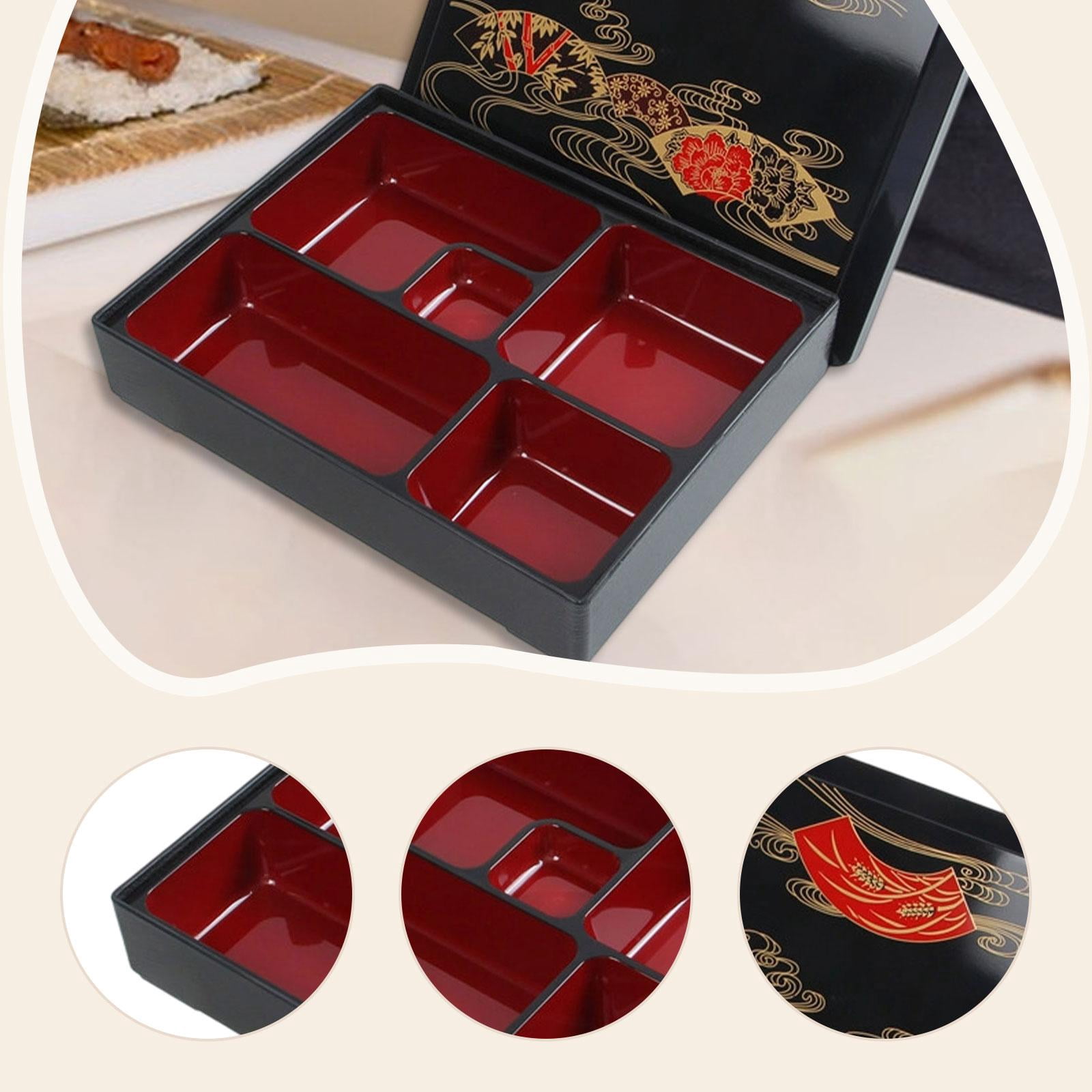 CoudarTitie Japanese Bento Box Lunch Box,Traditional,5 Compartments,with Lid Sushi Tray Food M