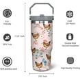 thumbnail image 6 of 30oz Chicken Tumbler with Handle and Straw, Pink Chicken Stainless Steel Vacuum Insulated Flip Straw Coffee Cups Spill Proof Travel Mug, Chicken Rooster Decor Stuff Gifts for Women Chicken Lover, 6 of 6