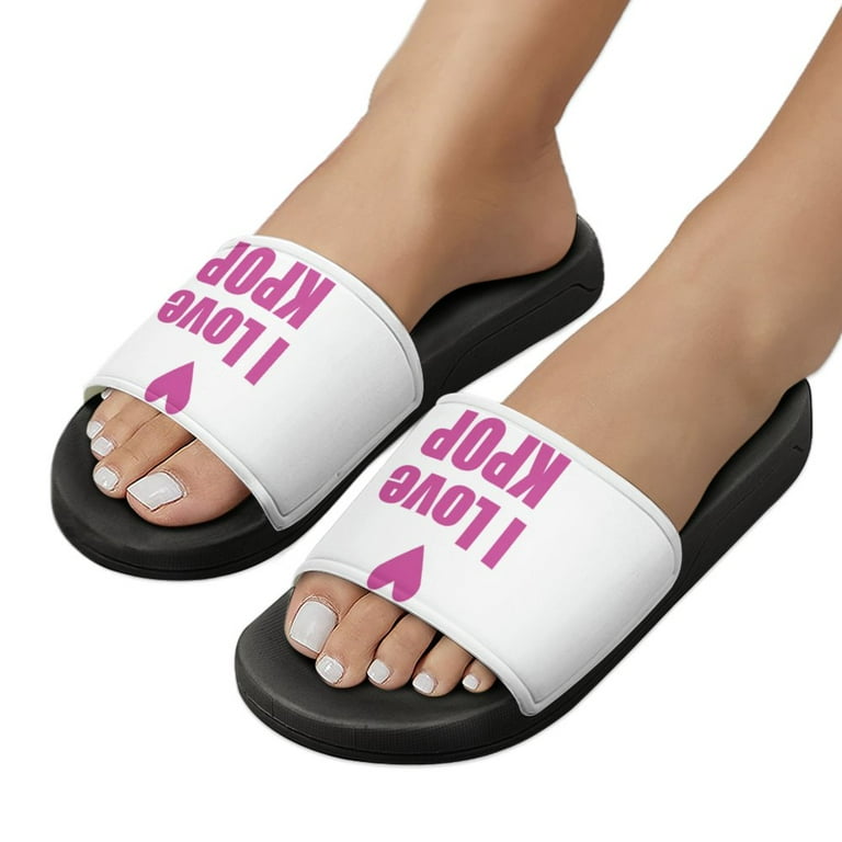 GZHJMY Stylish Slides for Women Men, I Love Kpop Soft