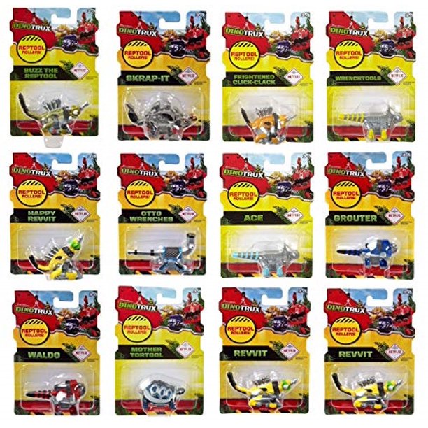 dinotrux reptool rollers set of 12 dinosaur rolling vehicles revvit