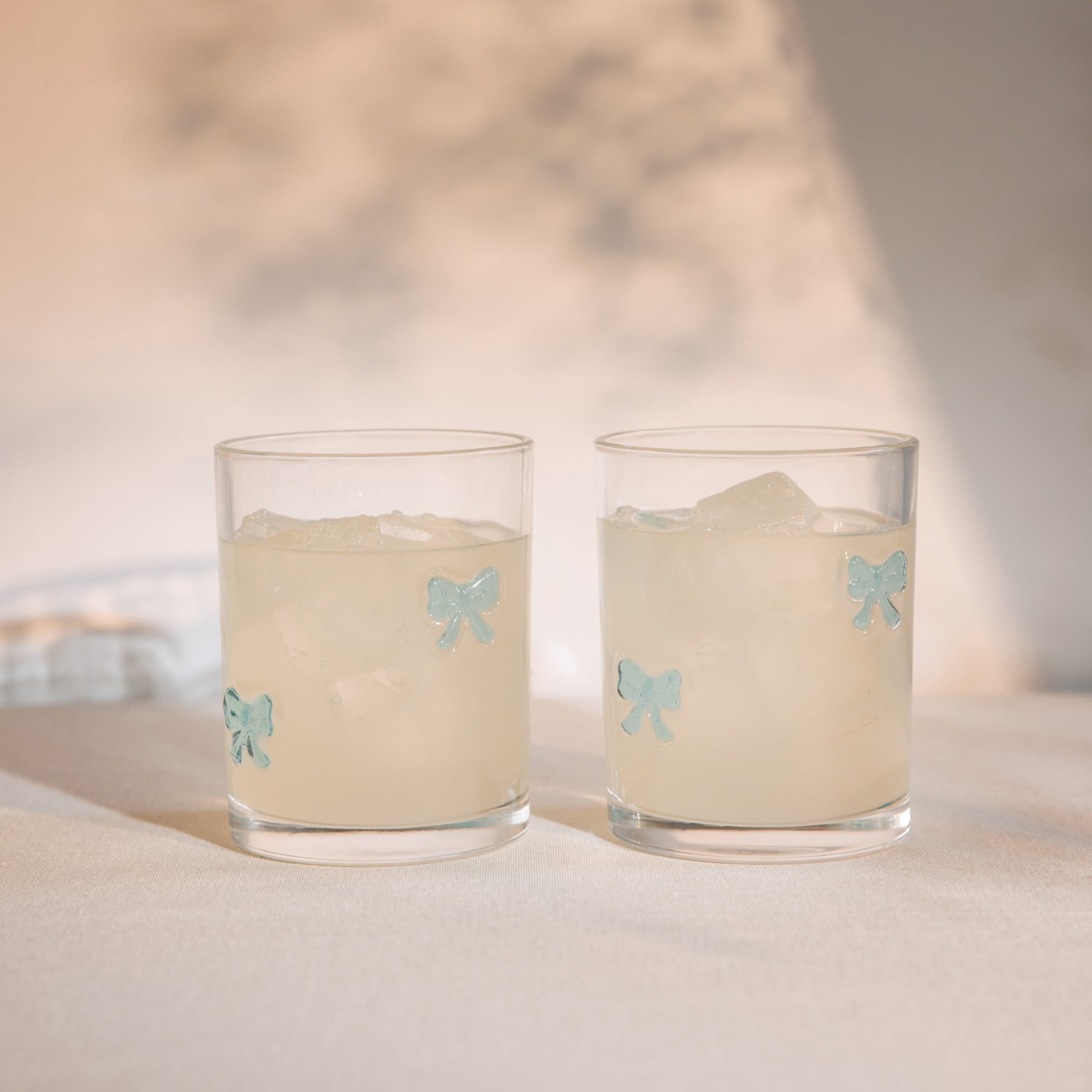 Thyme & Table 12 fl oz Blue Bow Charm Drinking Glasses, Set of 2