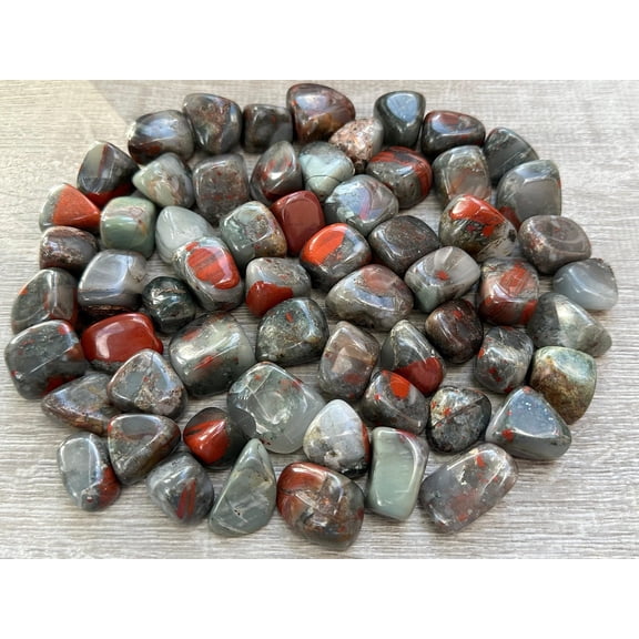 African Bloodstone Tumbled Stones, Polished African Bloodstone Gemstone, African Bloodstone Healing Crystals (African Bloodstone, 5 Pound)