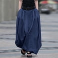 thumbnail image 2 of LWavelet Women Balloon Maxi Skirt Elastic High Waist With Pockets Casual Summer Long Skirt Dark Blue 2XL, 2 of 8