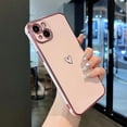 thumbnail image 2 of Designed for iPhone 14 Plus 6.7 inch Case,Cute Plating Edge Love Hearts Pattern with Camera Lens Protection Phone Cover for Girls Women,Pink, 2 of 10