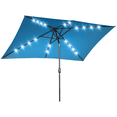 thumbnail image 1 of Outsunny 6.5x10ft Patio Umbrella Rectangle Solar Powered Tilt Aluminum Outdoor Market Parasol with LEDs Crank (Turquoise), 1 of 10