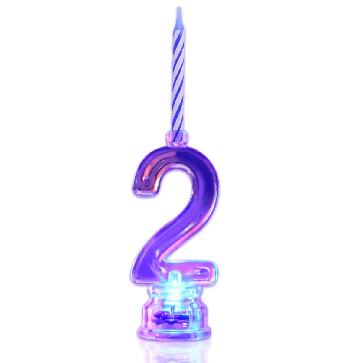 5pc Multicolor Flashing Number 4 Cake Topper & Birthday Candle Set 
