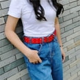 thumbnail image 3 of Double Grommet Canvas Web Belt for Women Men Punk Nylon Belt Jeans 2 Hole Belts Halloween, 3 of 6