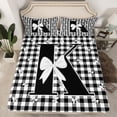 thumbnail image 2 of jejeloiu Personalized Letter K Twin Sheet Sets,Monogrammed Theme Twin Fitted Sheet,Ribbon Bow Knot Flat Sheet,Ultra Soft Bedroom Decor,3-Piece, 2 of 7