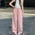 thumbnail image 5 of Huanglei Children Pants Open Bottom For Girls Casual High Elastic Waisted Drawstring Loose Fit Pockets Kid Cargo Sweatpants Streetwear Jogger Trousers, 5 of 6