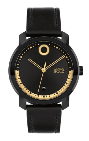 Movado 3601060 Trend Impulse Black Dial Black Leather Band Men's