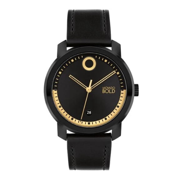 MOVADO BOLD 3600999 TREND BLACK DIAL BLACK LEATHER STRAP WOMEN'S WATCH