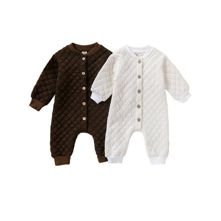 

Ma&Baby Baby Romper Infant Boys Girls Button-Down Long Half-Quilted Onesies Jumpsuit Overalls Bodysuit