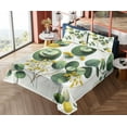 thumbnail image 4 of Ambesonne Eucalyptus Leaves Fitted & Top Sheet Set with Sham, Boho Leaf Design, Fern Green Yellow and White, 4 of 5