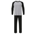 thumbnail image 6 of Stamzod Mens Pajamas Set Patchwork Casual Long Sleeve T Shirts Loose Pajama Pants Plus Size Men's Sleepwear 2 Piece Gray M, 6 of 7