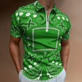 thumbnail image 2 of Green Paisley Bandana Pattern Men Zipper T-shirt Summer Casual Short Sleeve T-shirt Top, 2 of 7